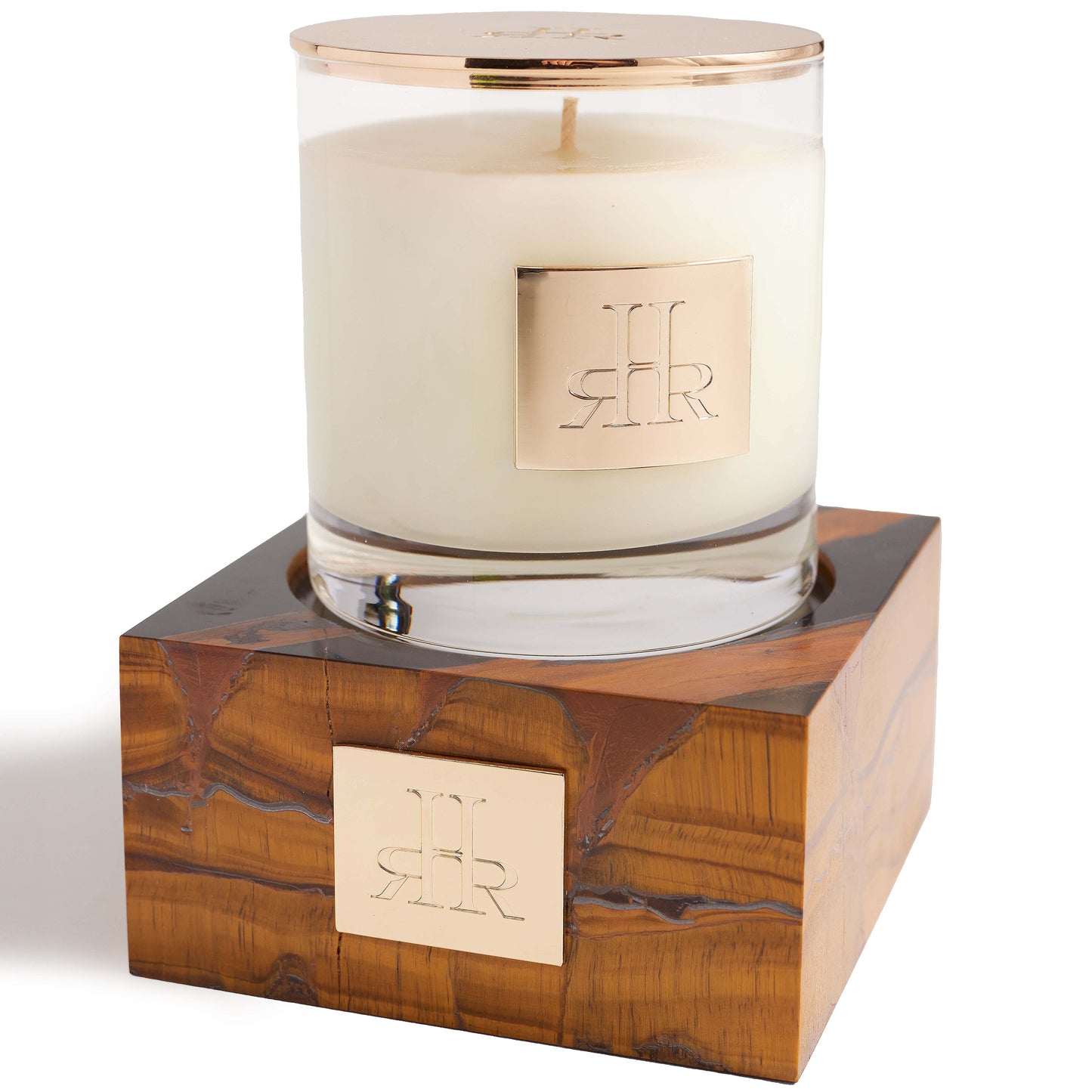 Tiger's Eye Stone Riser With Luxury Scented Candle | RHR Luxury Home Fragrance