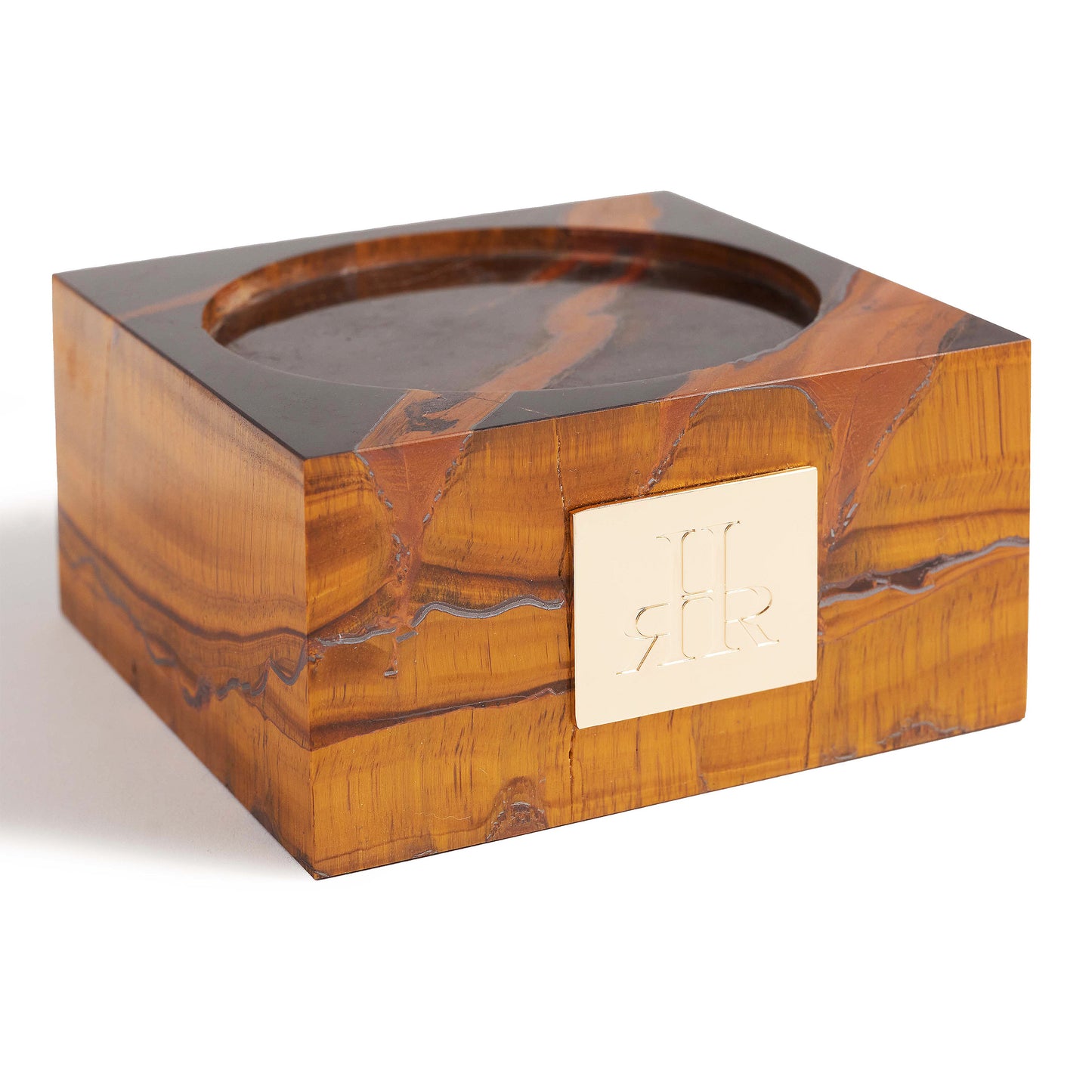 Tiger's Eye Stone Riser Tray Front View | RHR Luxury Home Fragrance
