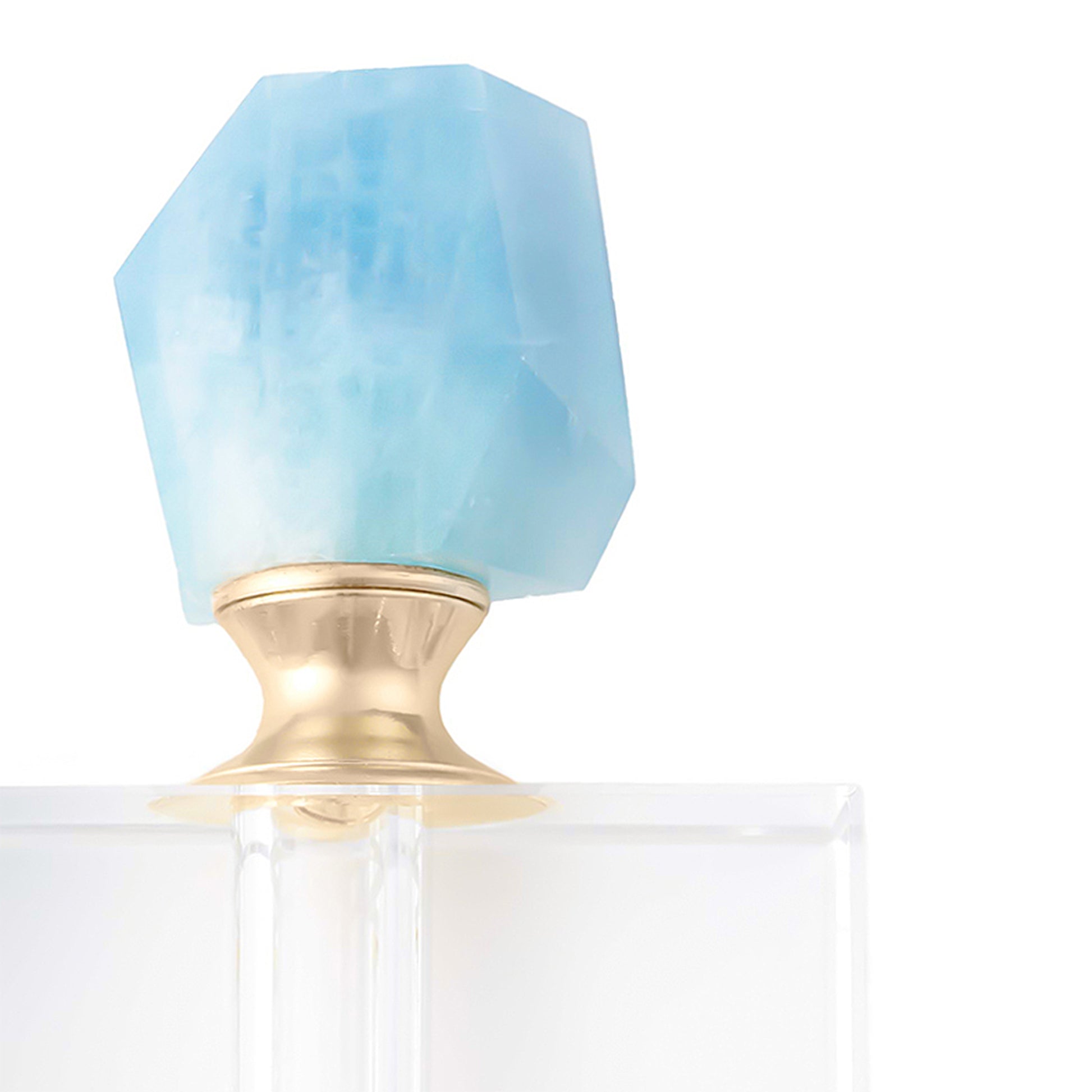 Atlántico Slim Crystal Diffuser Aquamarine Stone Cap Closeup | RHR Luxury Home Fragrance