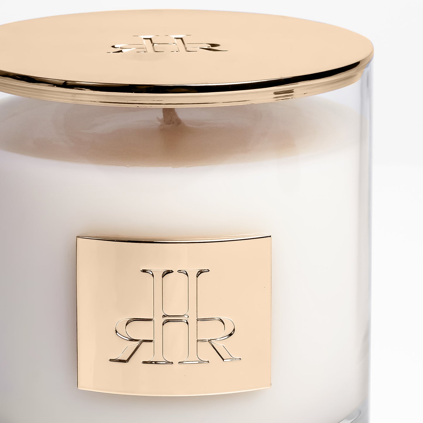 Azahares Luxury Scented Candle Closeup Showing Brand Plate | RHR Luxury Home Fragrance
