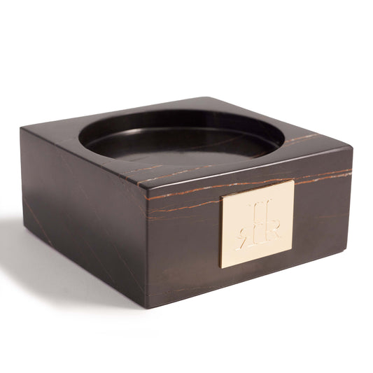 Black Saint Laurent Marble Riser Tray Front View | RHR Luxury Home Fragrance