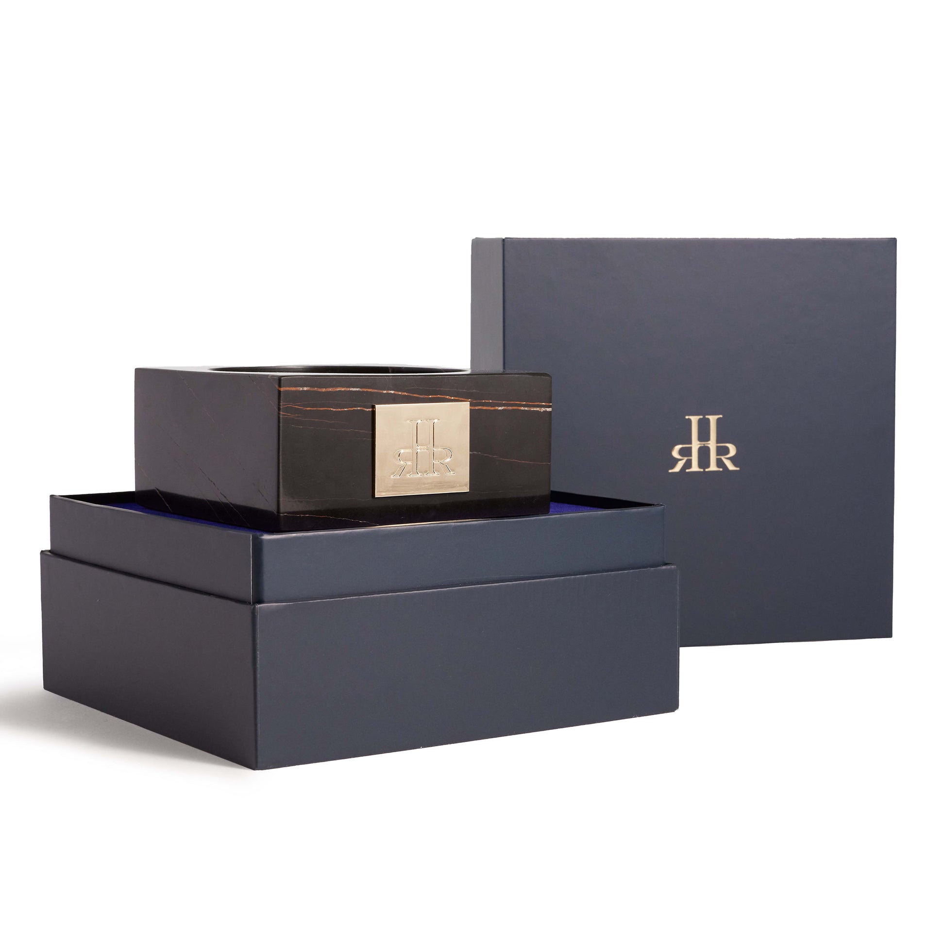 Black Saint Laurent Marble Riser Tray With Gift Box | RHR Luxury Home Fragrance