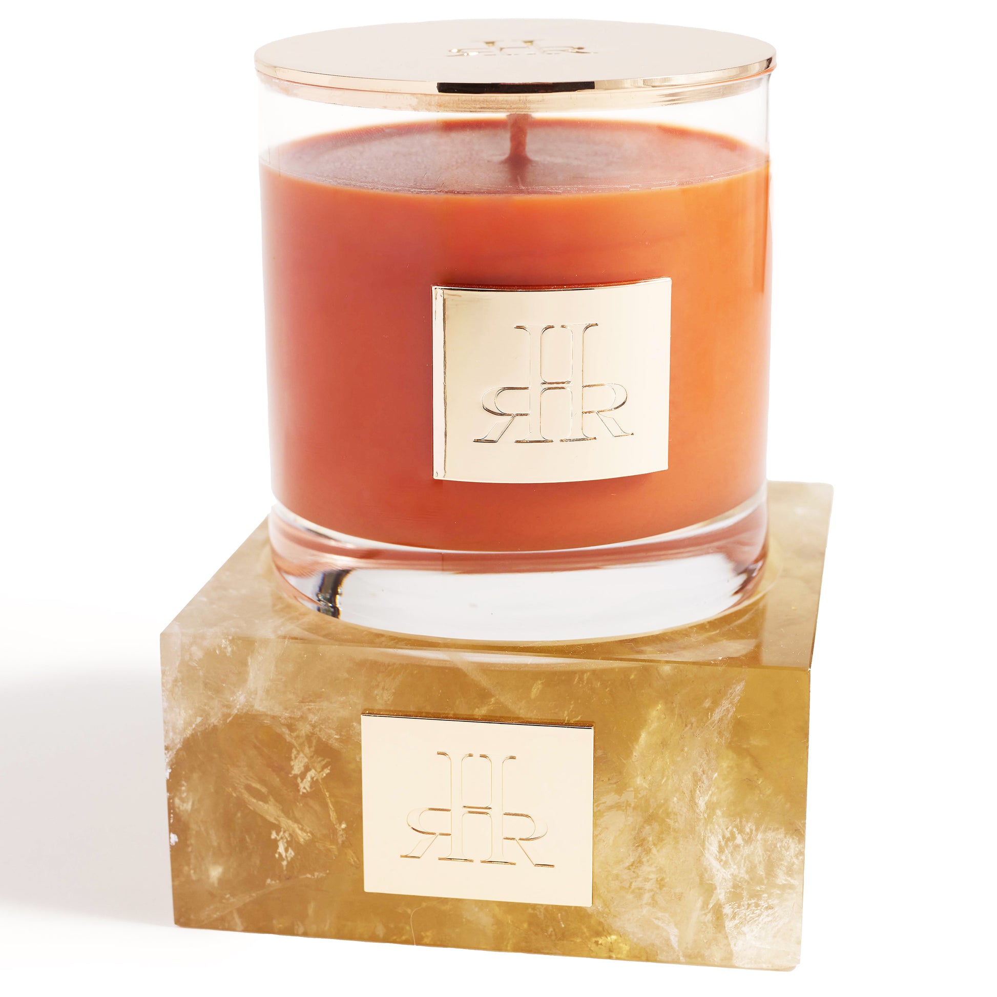 Citrine Stone Riser Tray With Ambar del Sur Candle | RHR Luxury Home Fragrance