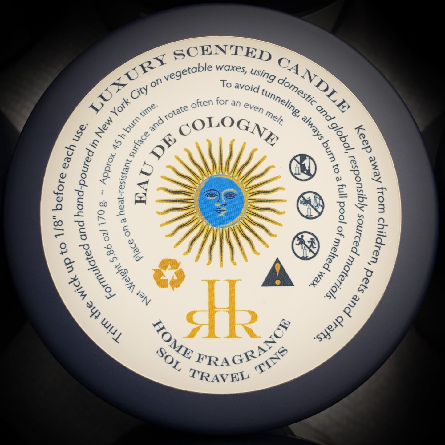 Eau de Cologne Luxury Travel Candle Care Label | RHR Luxury Home Fragrance