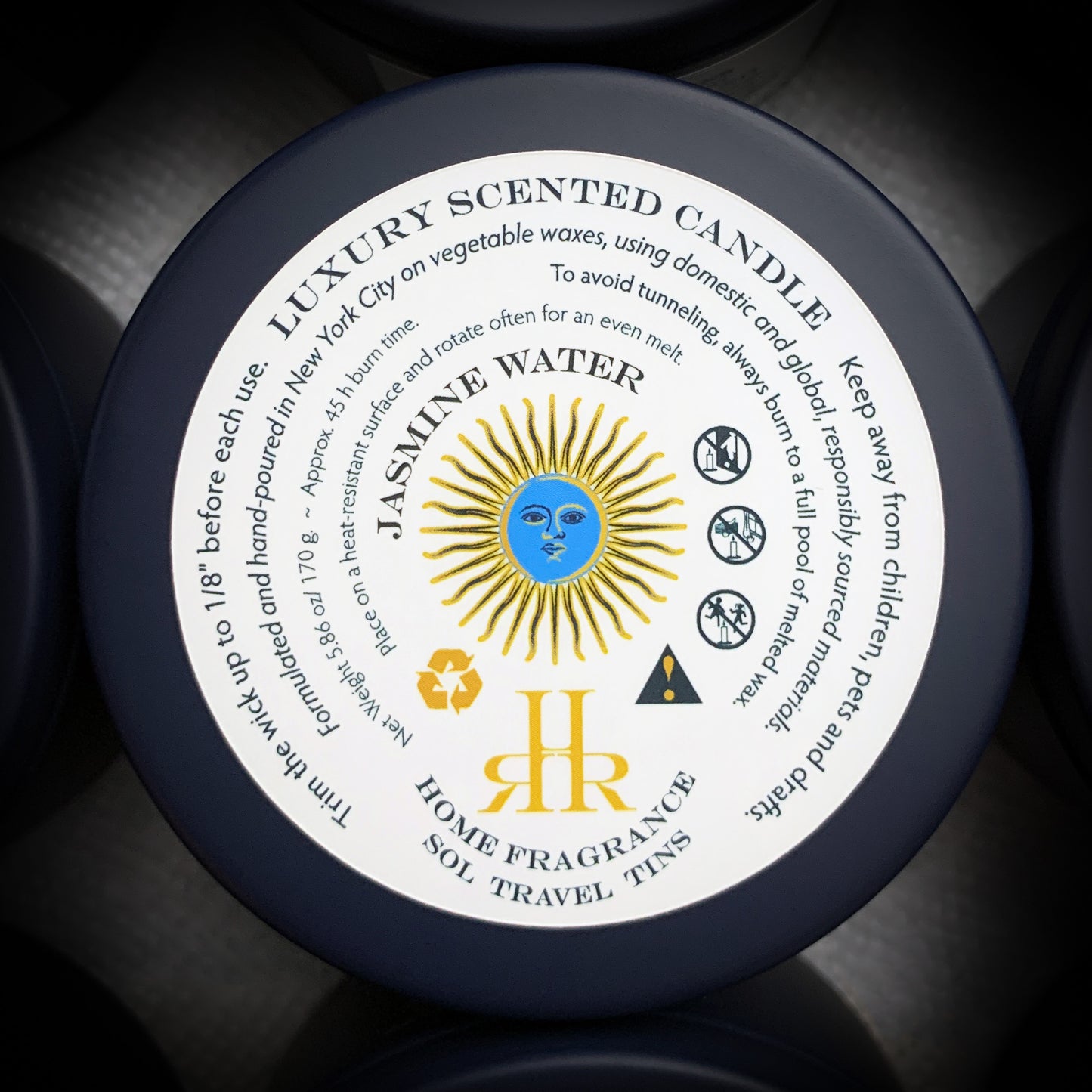Jasmine Water Luxury Travel Candle Care Label | RHR Luxury Home Fragrance