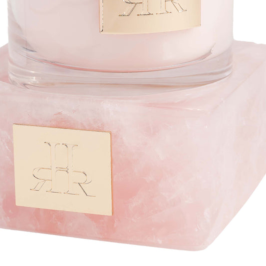 Pink Quartz Riser Tray Closeup Showing Logo | RHR Luxury Home Fragrance