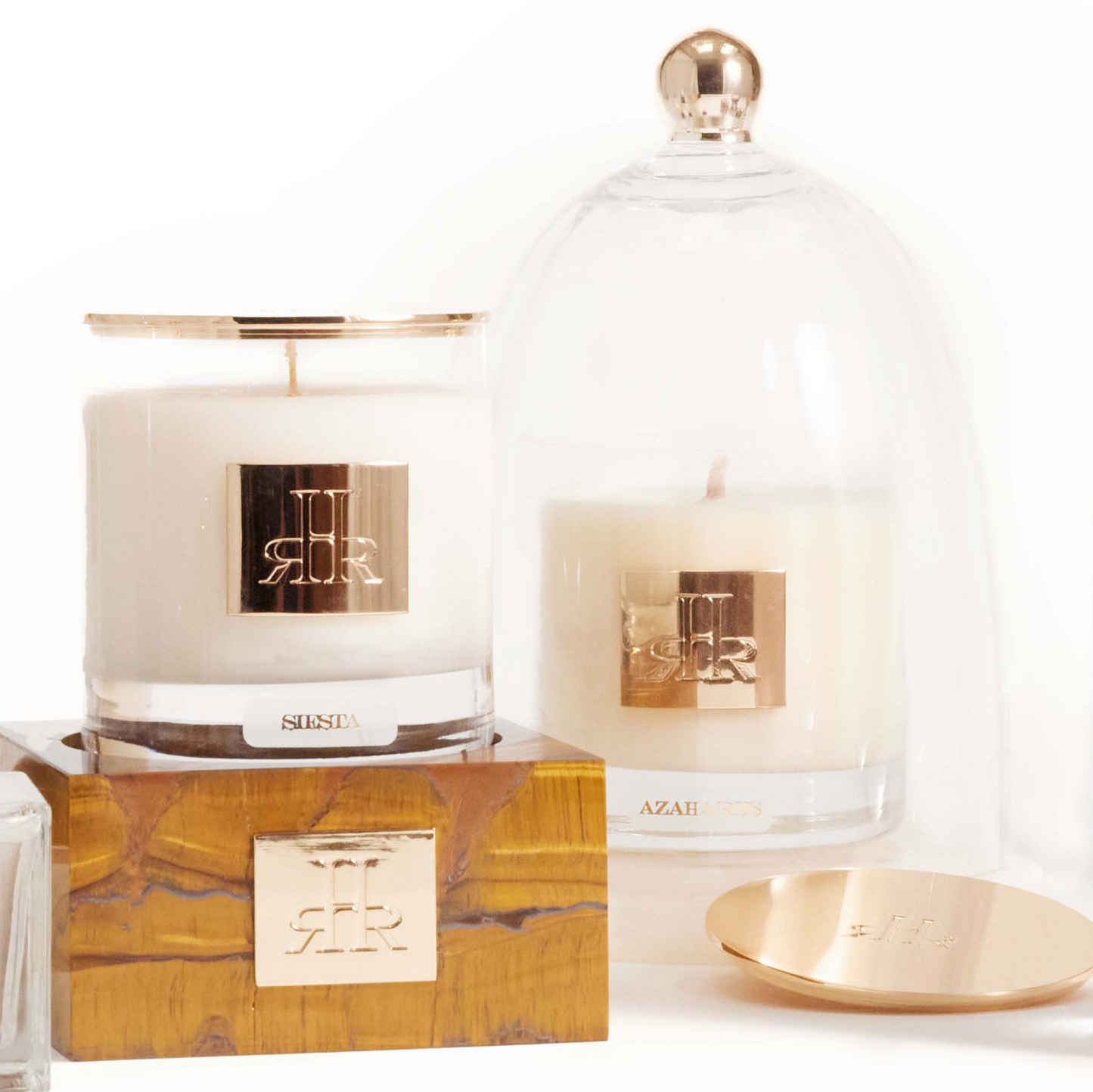 Tiger's Eye Stone Riser Tray With Other Products | RHR Luxury Home Fragrance