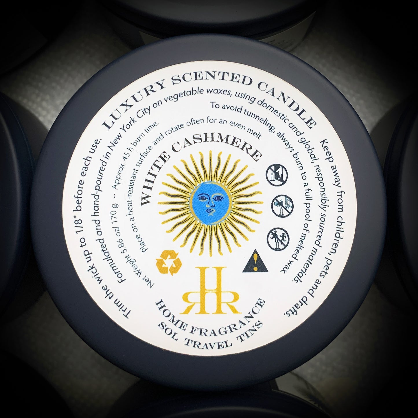 White Cashmere Luxury Travel Candle Care Label | RHR Luxury Home Fragrance