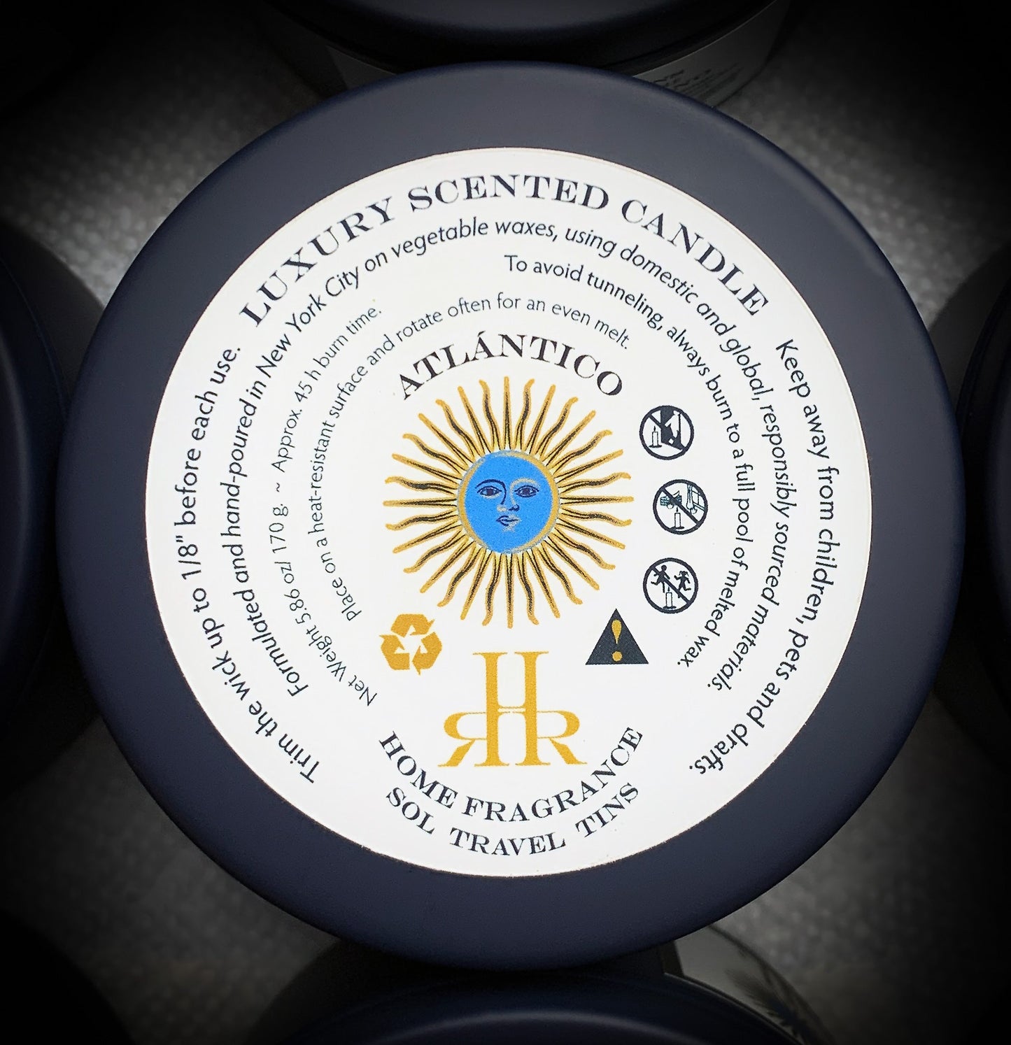 Atlántico Luxury Travel Candle Care Label | RHR Luxury Home Fragrance