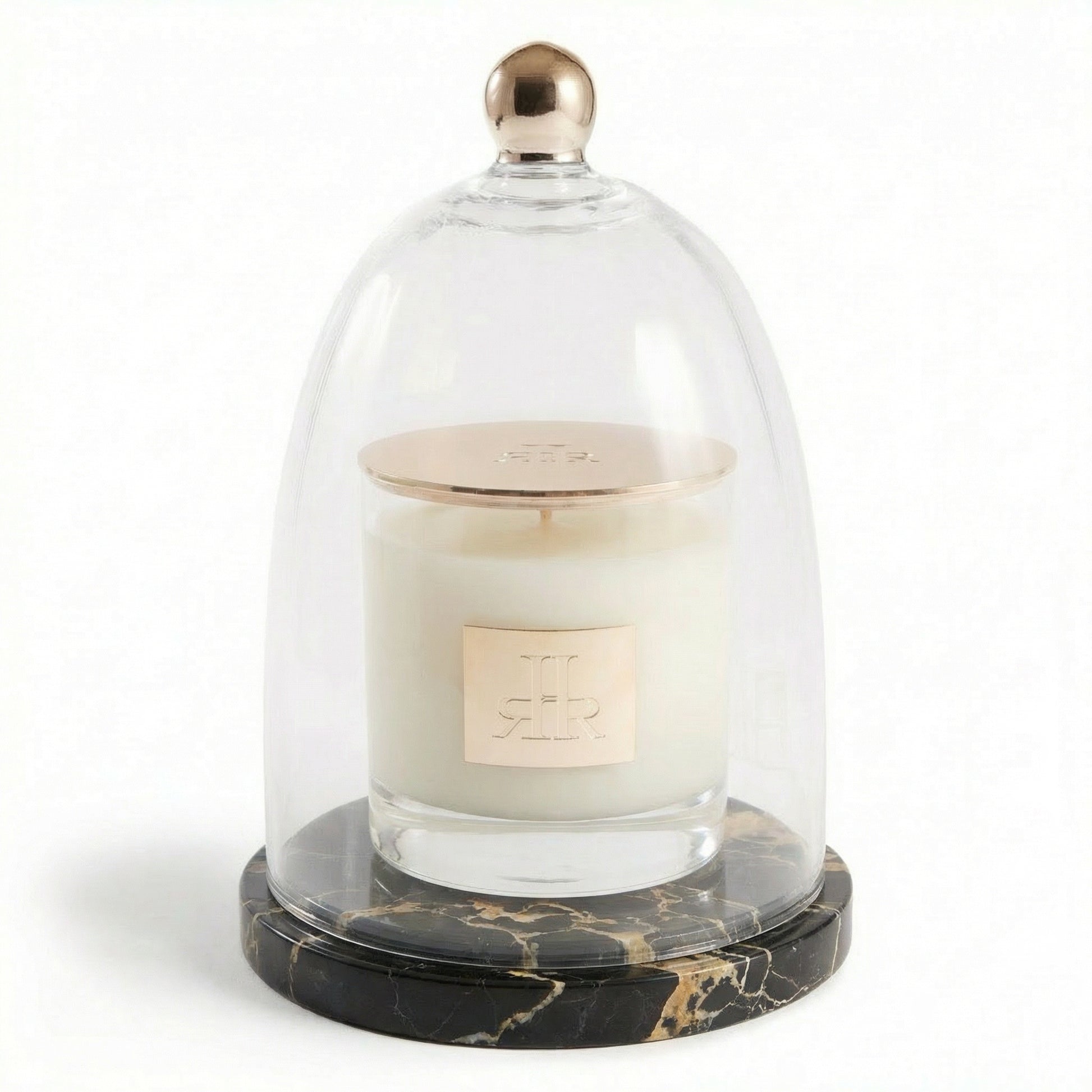 Luxury Crystal Cloche With Saint Laurent Marble Tray - RHR Luxury Home Fragrance