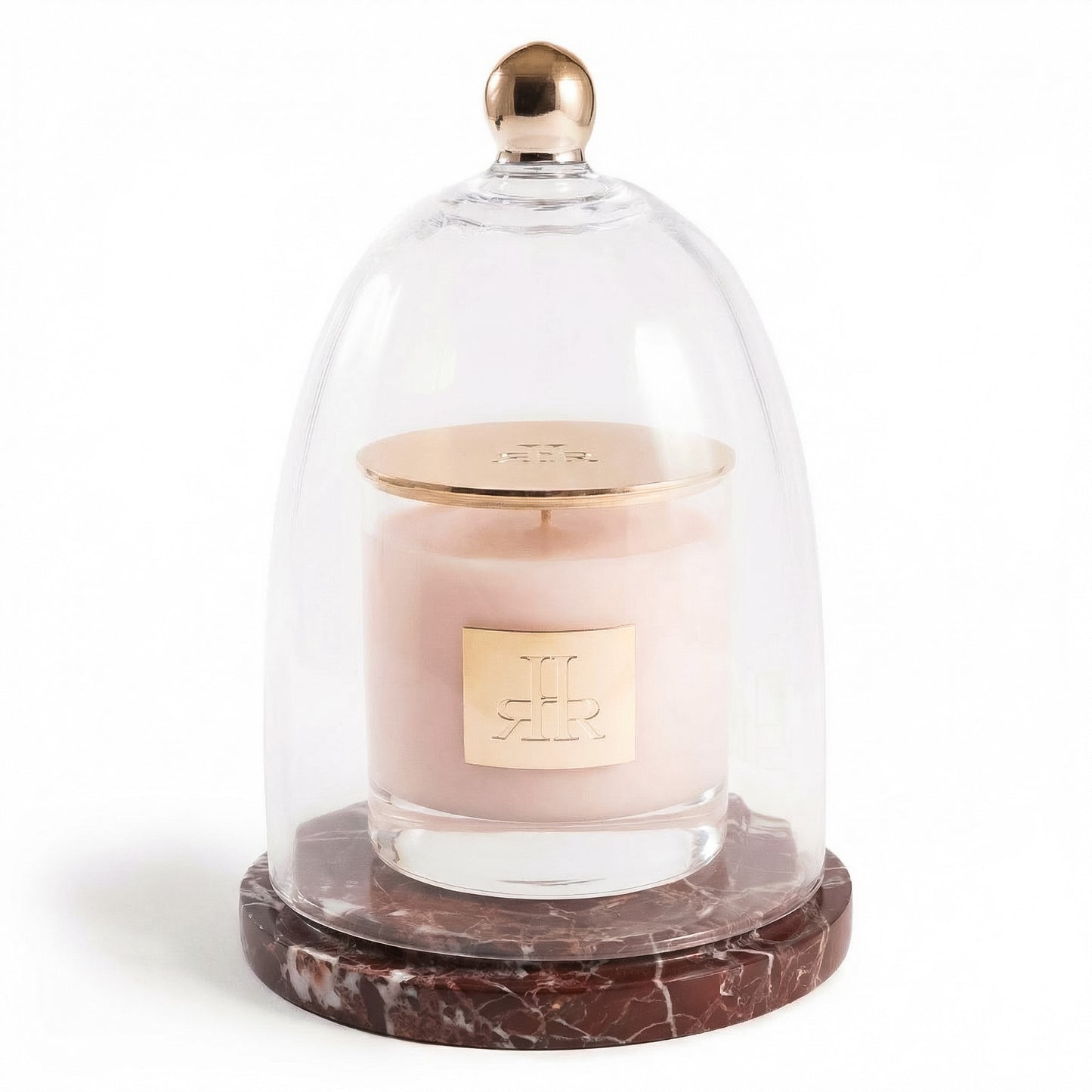 Luxury Crystal Cloche With Rosso Levanto Marble - RHR Luxury Home Fragrance
